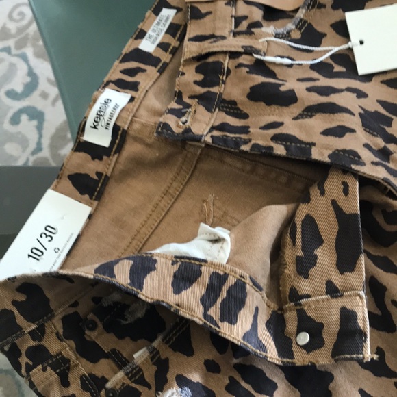 JEANS SIZE 10/30 LEOPARD SKINNY VINTAGE DISTRESSED.5 pockets w golden zip NWT❤️ - Picture 9 of 15